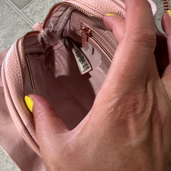 TED BAKER PINK BLUSH RUFFLE LEATHER CLUTCH HANDBAG WITH CHAIN SHOULDER STRAP - Picture 9 of 9